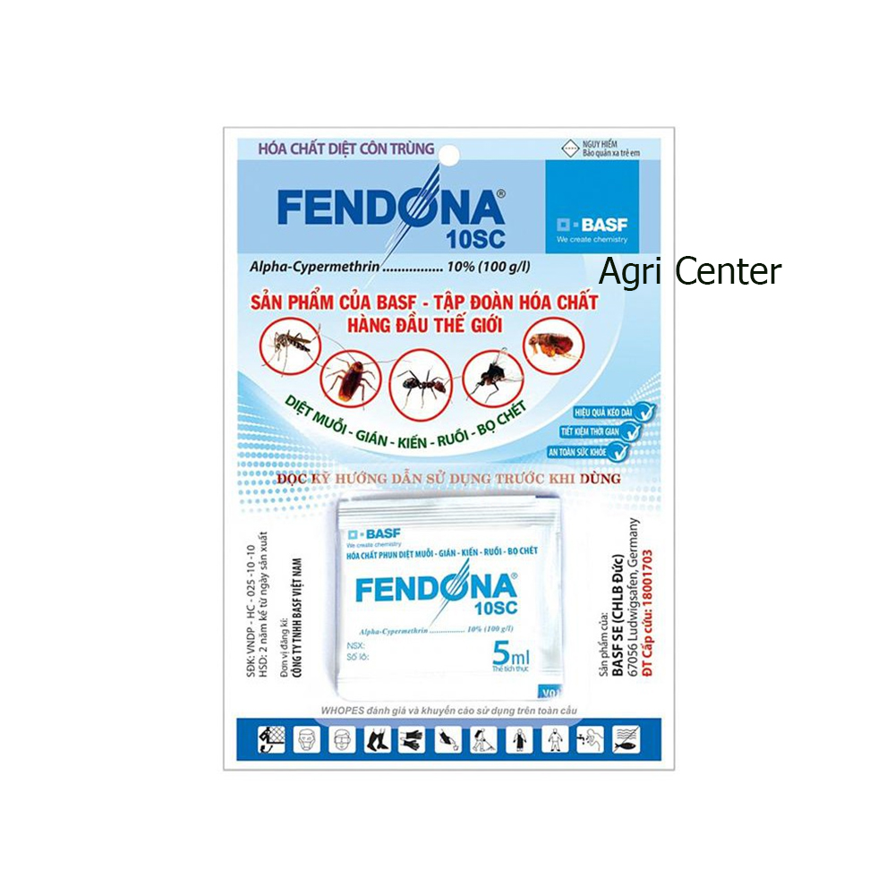 FENDONA 10SC Diệt muỗi, gián, kiến, ruồi, bọ chét, kiến ba khoang - BASF ĐỨC (Gói 5ml)