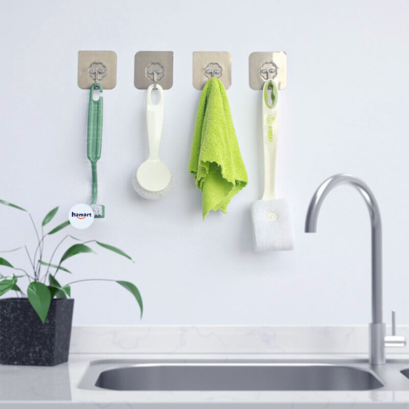 COMBO 5 Miếng Dán Tường Ánh Kim INOX Móc Treo Đồ Đa Năng Chịu Lực Siêu Dính Tường