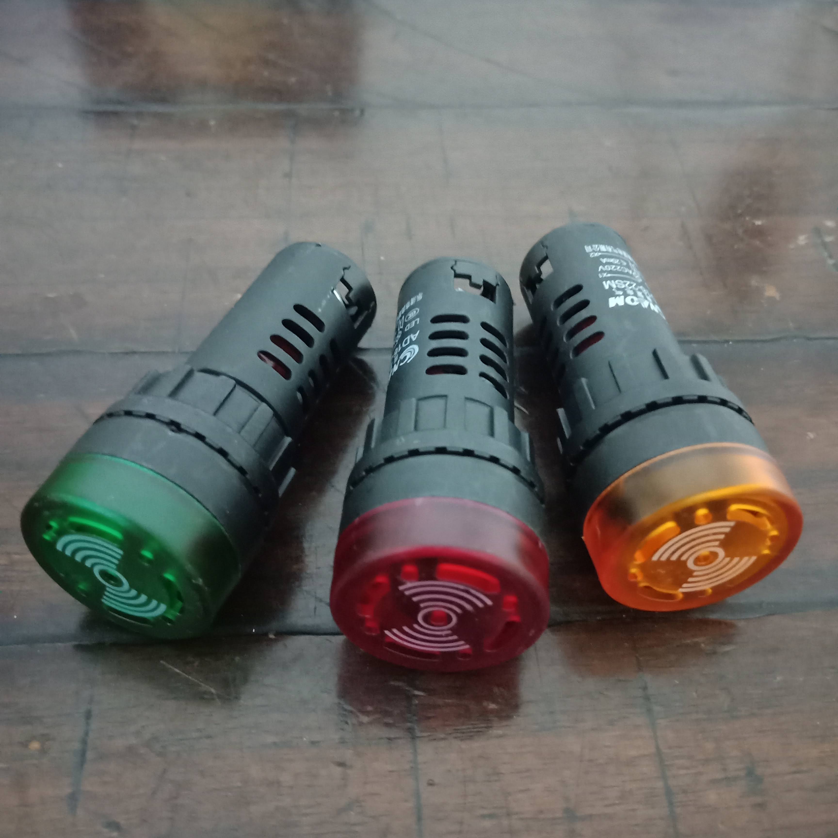 Đèn LED có Còi báo động 12V 24V 220V Phi 22 lắp tủ