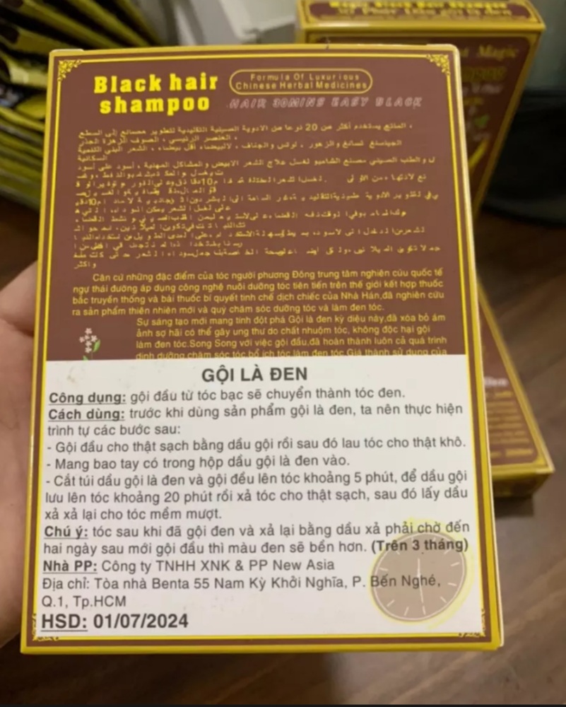 Dầu Gội Là Đen Fast Magic Back Hair Shampoo (Hộp 2 gói)