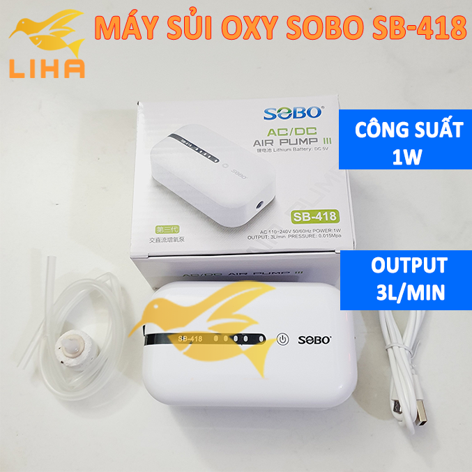 Máy sủi oxy tích điện sobo sb418 sb428 - sủi oxi bể cá
