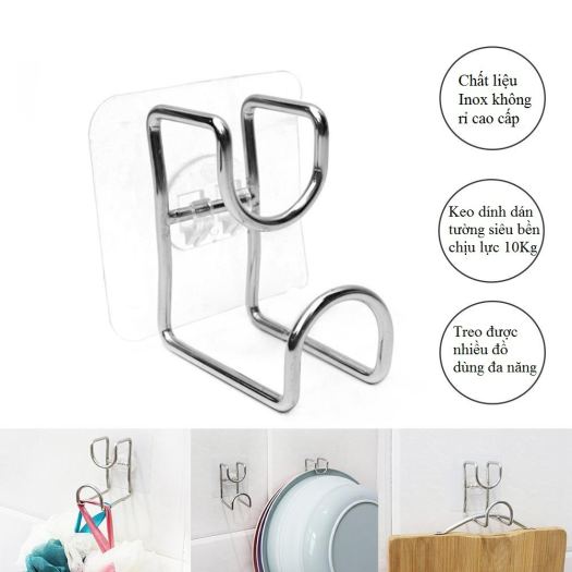 Móc Treo Thau Chậu Rồ Inox Dán Tường Đa Năng