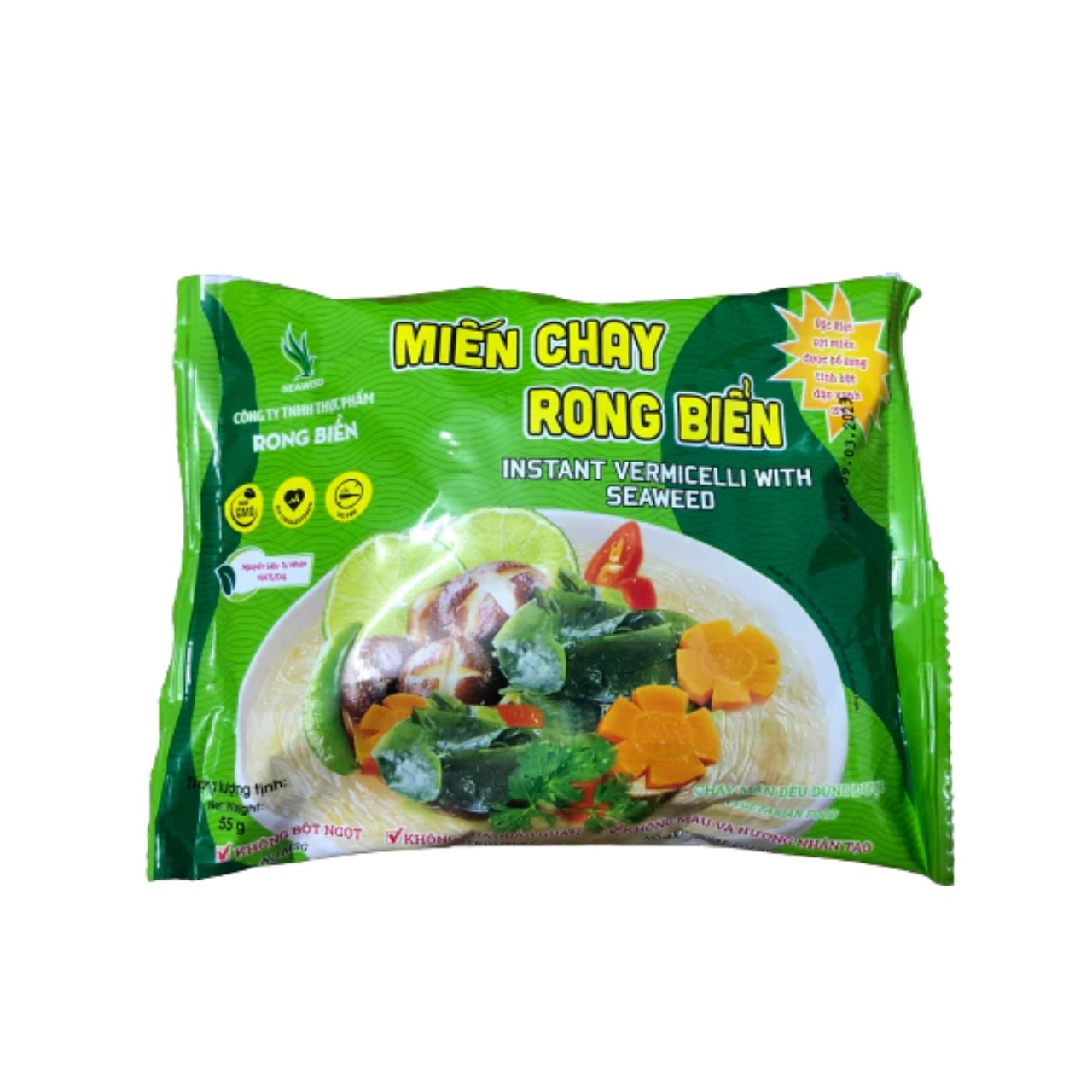 Miến cua miến chay Rong biển ăn liền có sẵn gói gia vị Seaweed 55gr