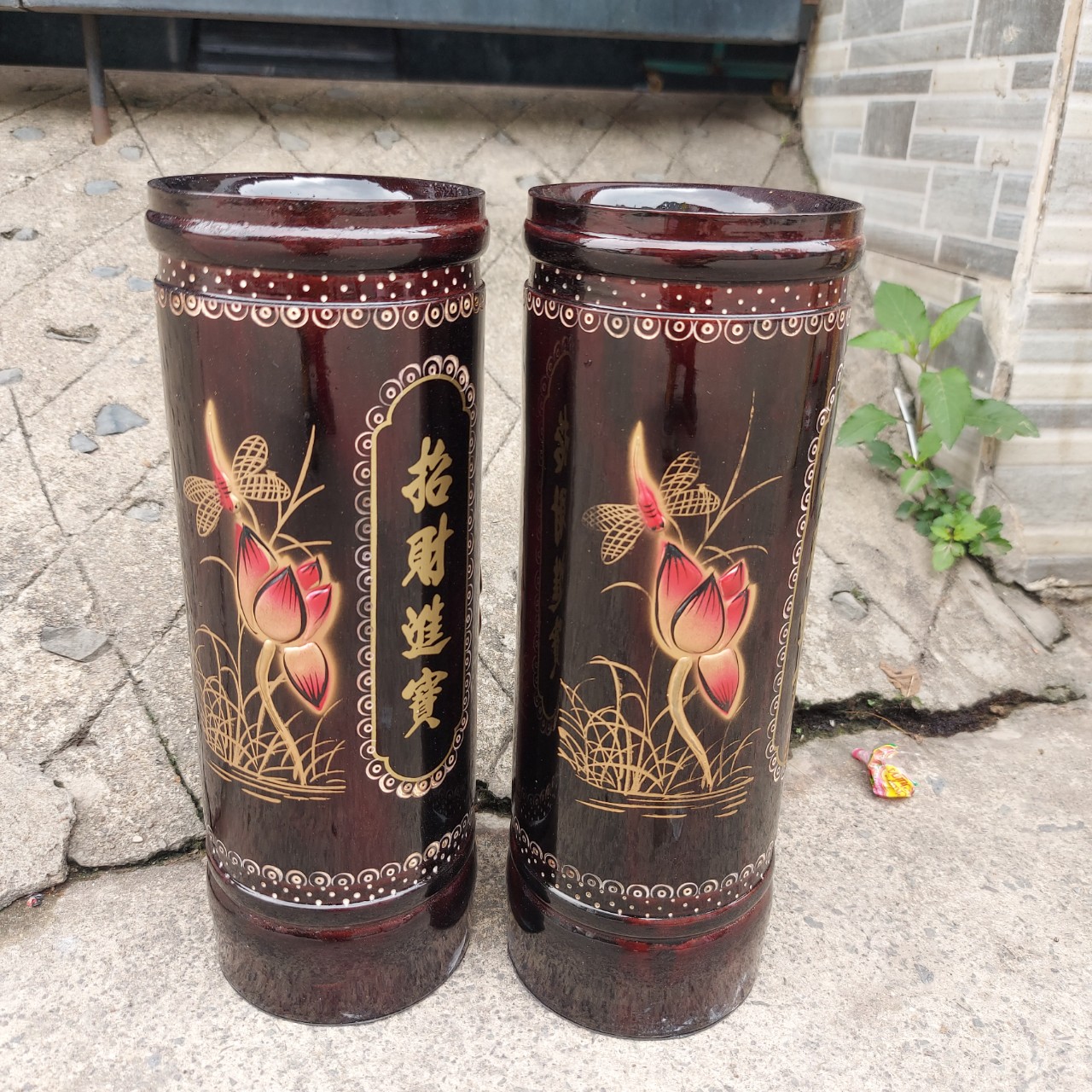 Ống đựng nhang gỗ cao 32cm