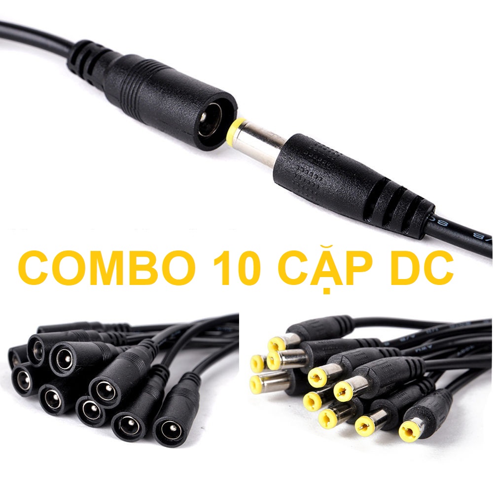 Dây nguồn DC 5.5x2.1mm - Cặp dây jack đực và cái - Đen