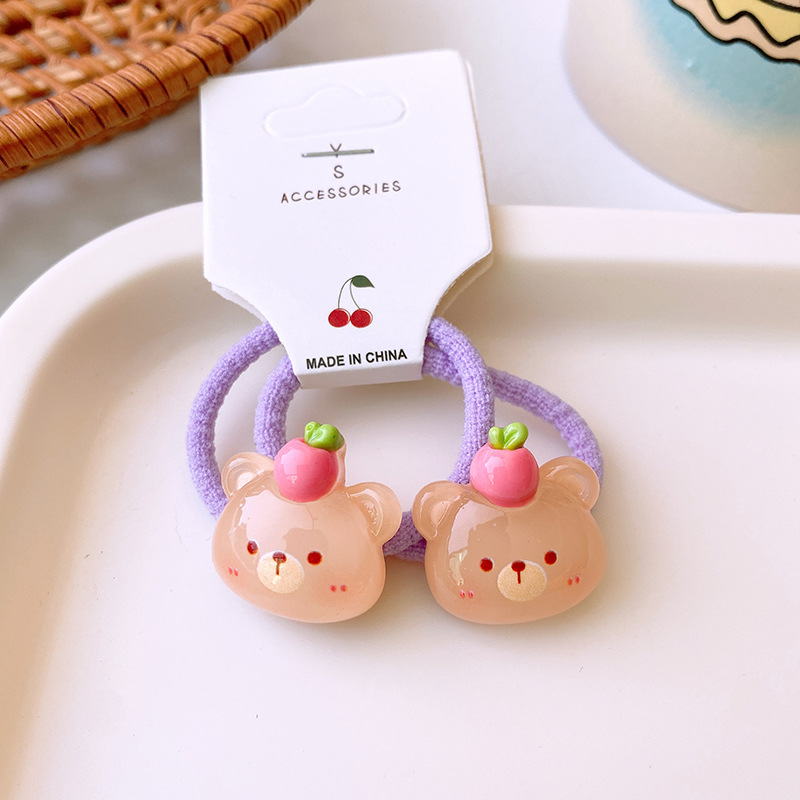 Set 2 dây cột tóc thun gắn charm hoạt hình trơn bóng dễ thương CT37