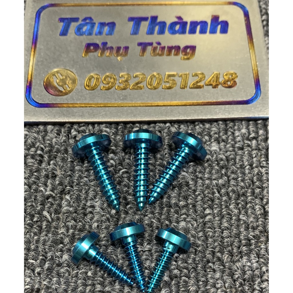 Ốc titan gr5 4x20,5x20 xoắn xanh titan, lục bảo