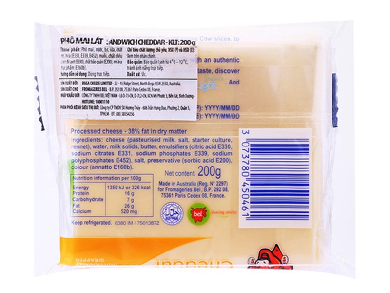 [Siêu thị WinMart] - CON BÒ CƯỜI P.mai sanwich cheddar G200g