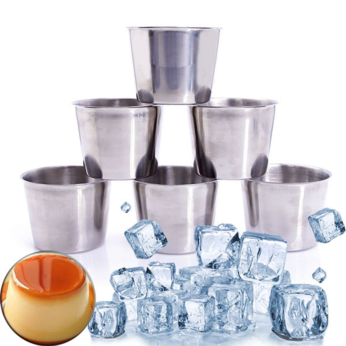 Combo 10 Ly Làm Đá 7cm - 8cm Inox Sáng Bóng Không Gỉ Sét