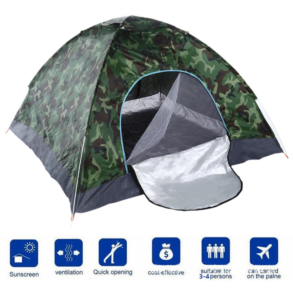 Lều ngủ cấm trại 2-3 người vải dù cao cấp 200 150 130 cm chống thấm nước