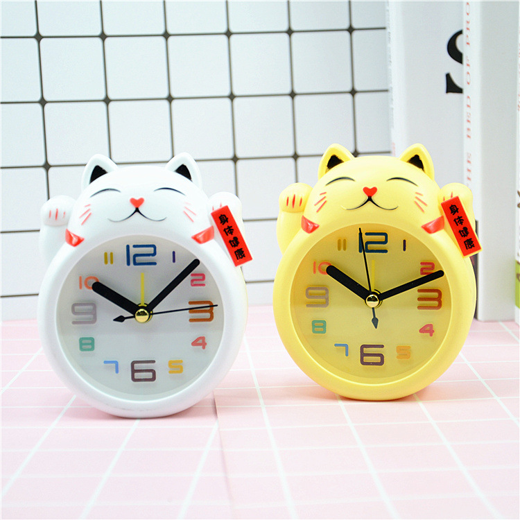 ĐỒNG HỒ BÁO THỨC ĐỂ BÀN HÌNH MÈO MAY MẮN (Nhiều màu) - [ Đồng hồ để bàn Cute - Đồng hồ báo thức - Đồng hồ học sinh dễ thương ]