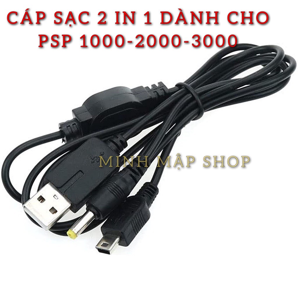 Cáp sạc 2 in 1 dành cho máy game PSP 1k/2K/3K