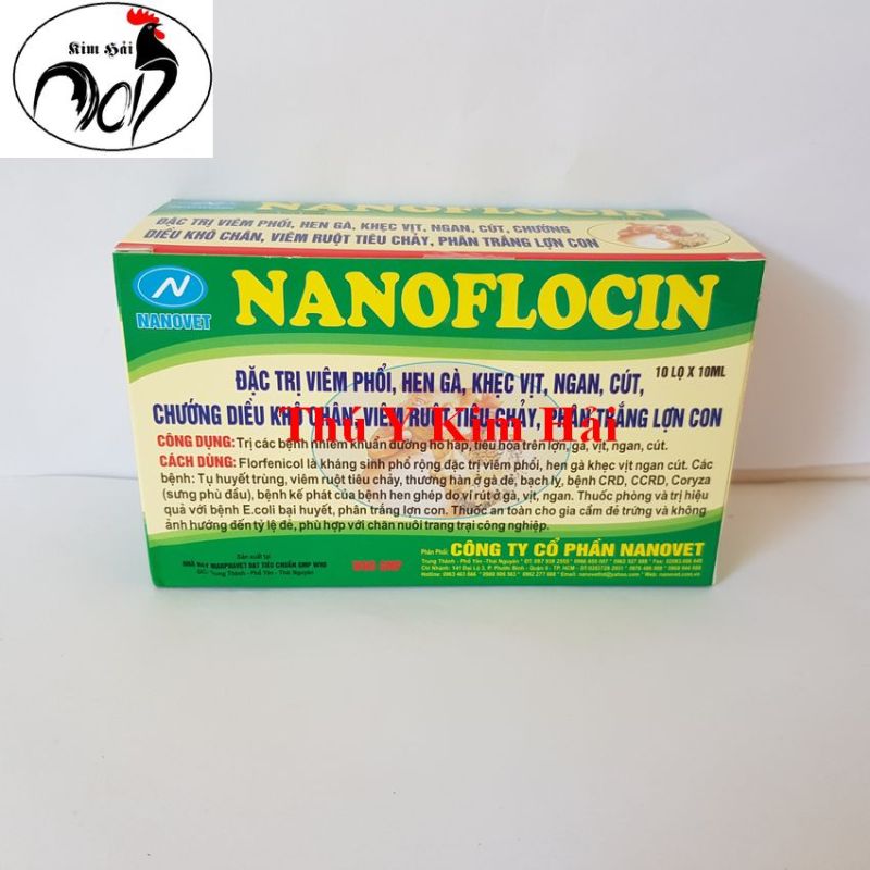 NANOFLOCIN-HỘP 10 LỌ x 10ML-đ.ặ.c t.r.ị VIÊM PHỔI,HEN KHẸC,TỤ HUYẾT TRÙNG,VIÊM RUỘT TIÊU CHẢY,...CHO THÚ Y.