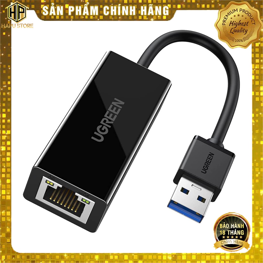 Cáp chuyển usb 3.0 to lan ugreen 20256 hỗ trợ 10/100/1000 mbps chính hãng - hapustore