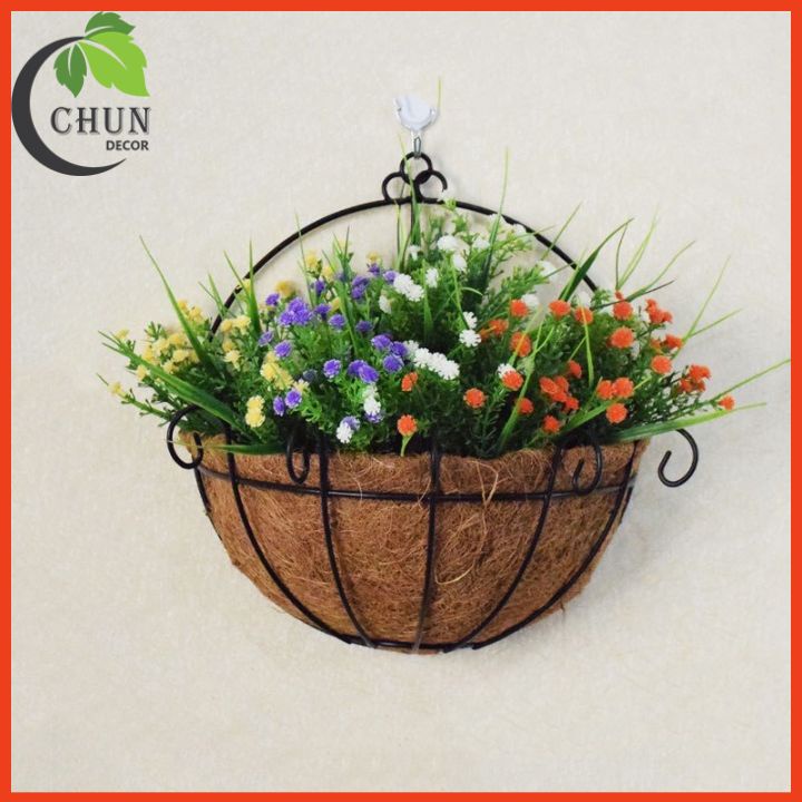 Giỏ hoa treo tường hoa trang trí nhà cửa ban công lối đi sân vườn tặng móc treo