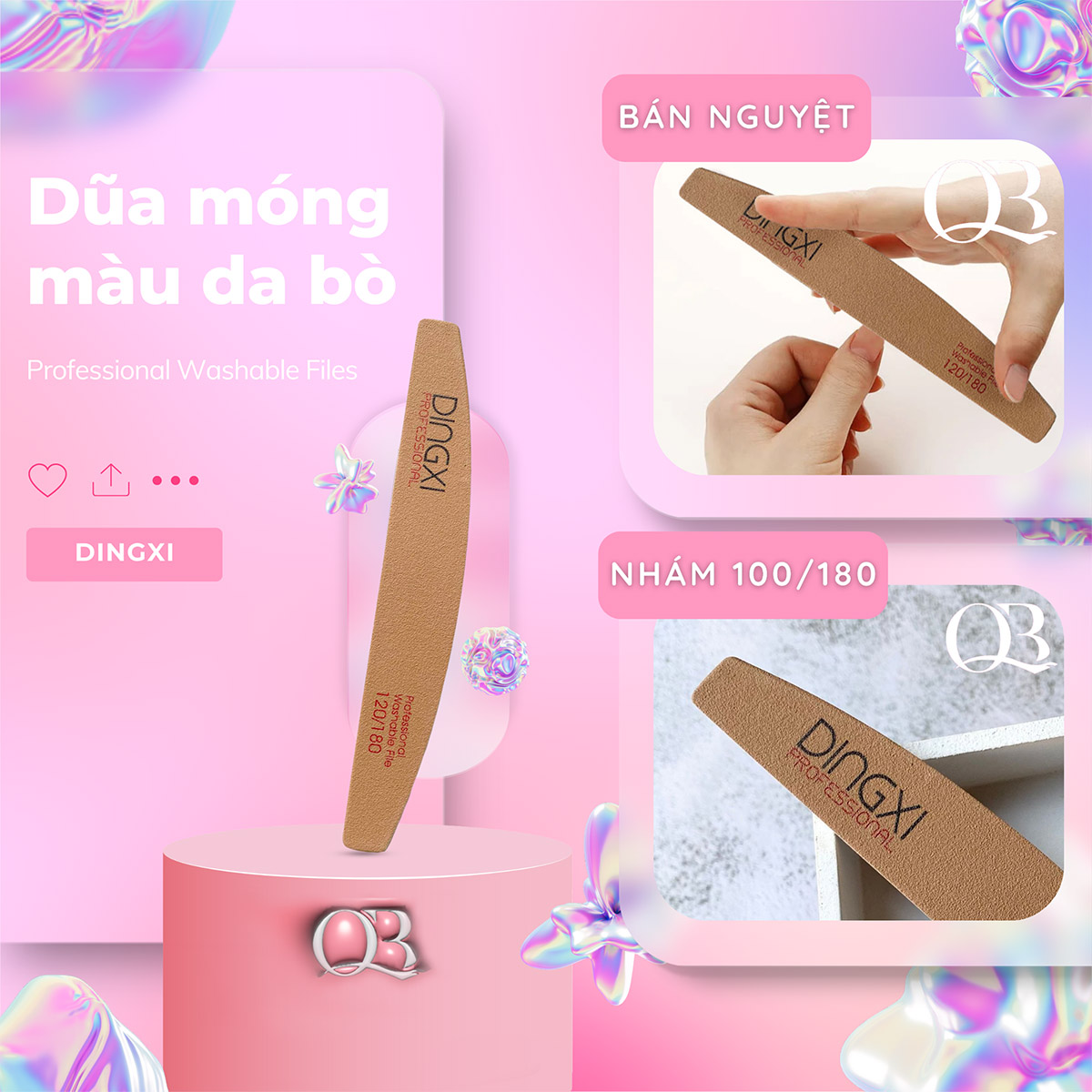 Dũa móng giả da bò Dingxi dũa tạo form móng, dũa phá gel, phá bột