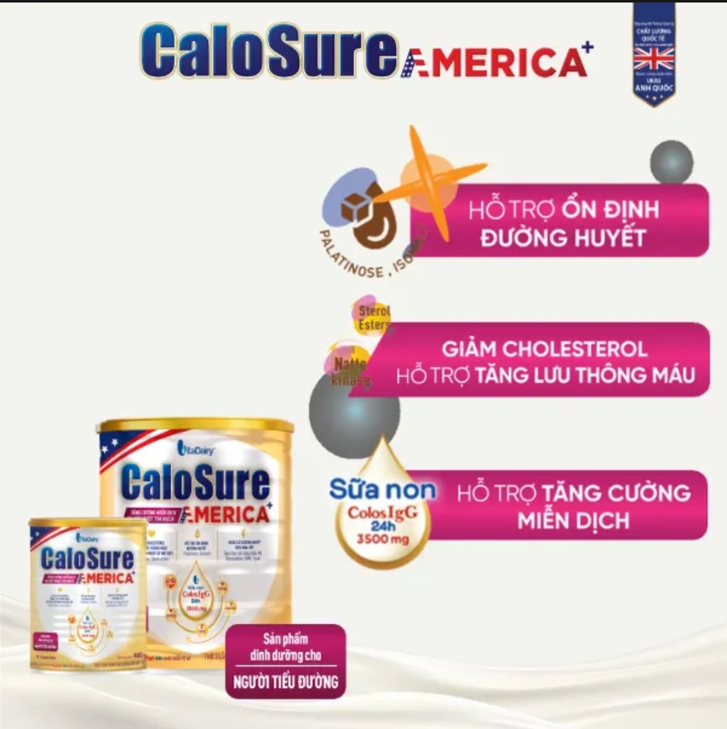 (HSD T5-2027) (Tích Xu) Sữa Bột Vitadairy Calosure America+ 800g (Tiểu Đường).
