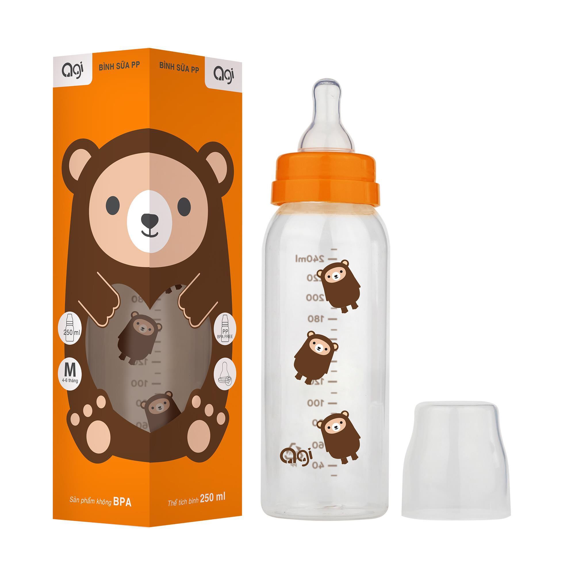 [HCM]BÌNH SỮA AGI 240ML CÓ VAN CHỐNG SẶC