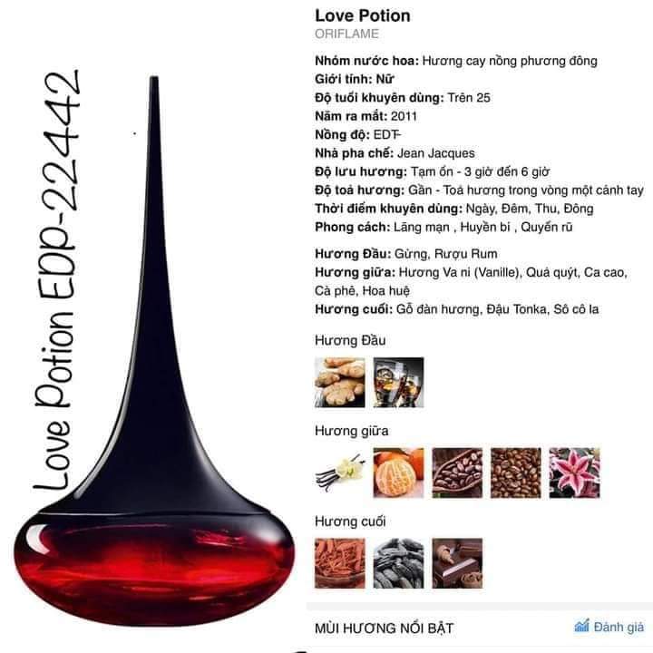 Nước Hoa Oriflame Nữ Love Potion Eau De Parfum – 50ml( shop có lọ chiết nhỏ 10ml)
