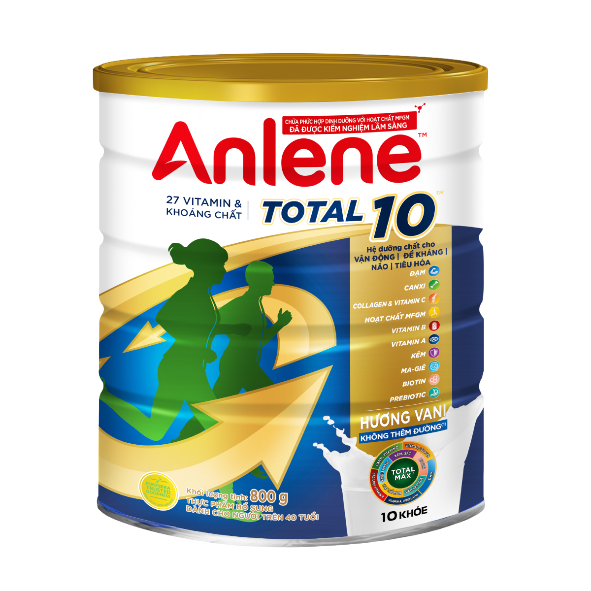 [TẶNG VALI CAO CẤP] Combo 4 Thực phẩm dinh dưỡng bổ sung Anlene Total 10 800g