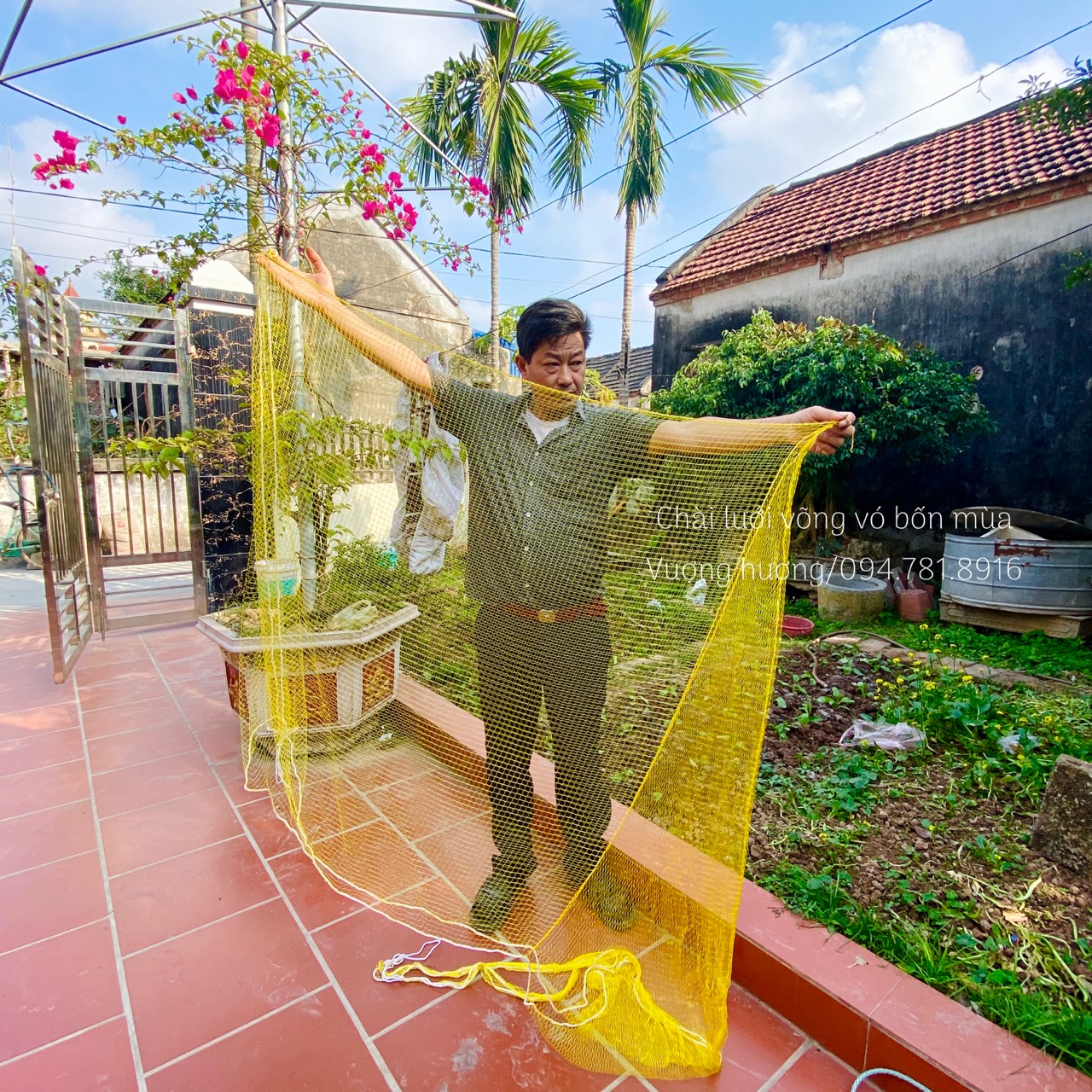 Vó bắt cá lưới đánh kéo cá to cạnh 2m6x2m6