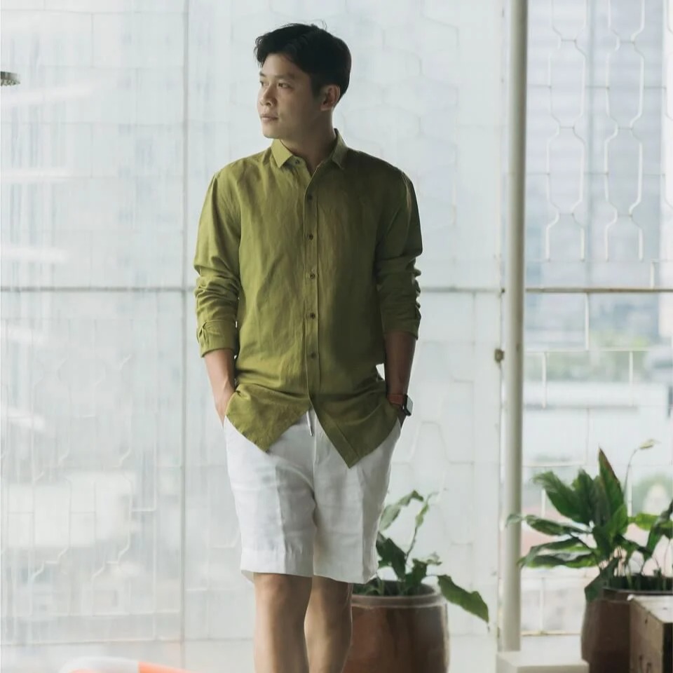Áo sơ mi nam linen xanh f2 smm126