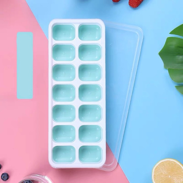Khay Làm Đá, Làm Thạch Silicon Có Nắp Đậy