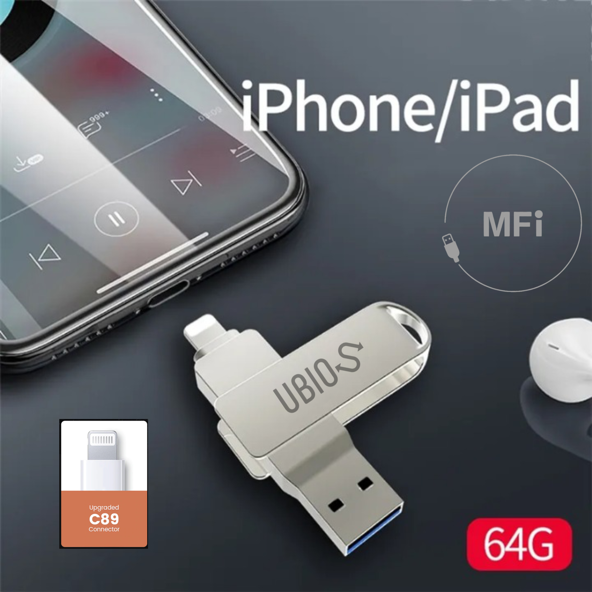 Ổ USB OTG  Bộ nhớ Flash 32GB 64GB 2 trong 1 Lightning USB-A 32GB