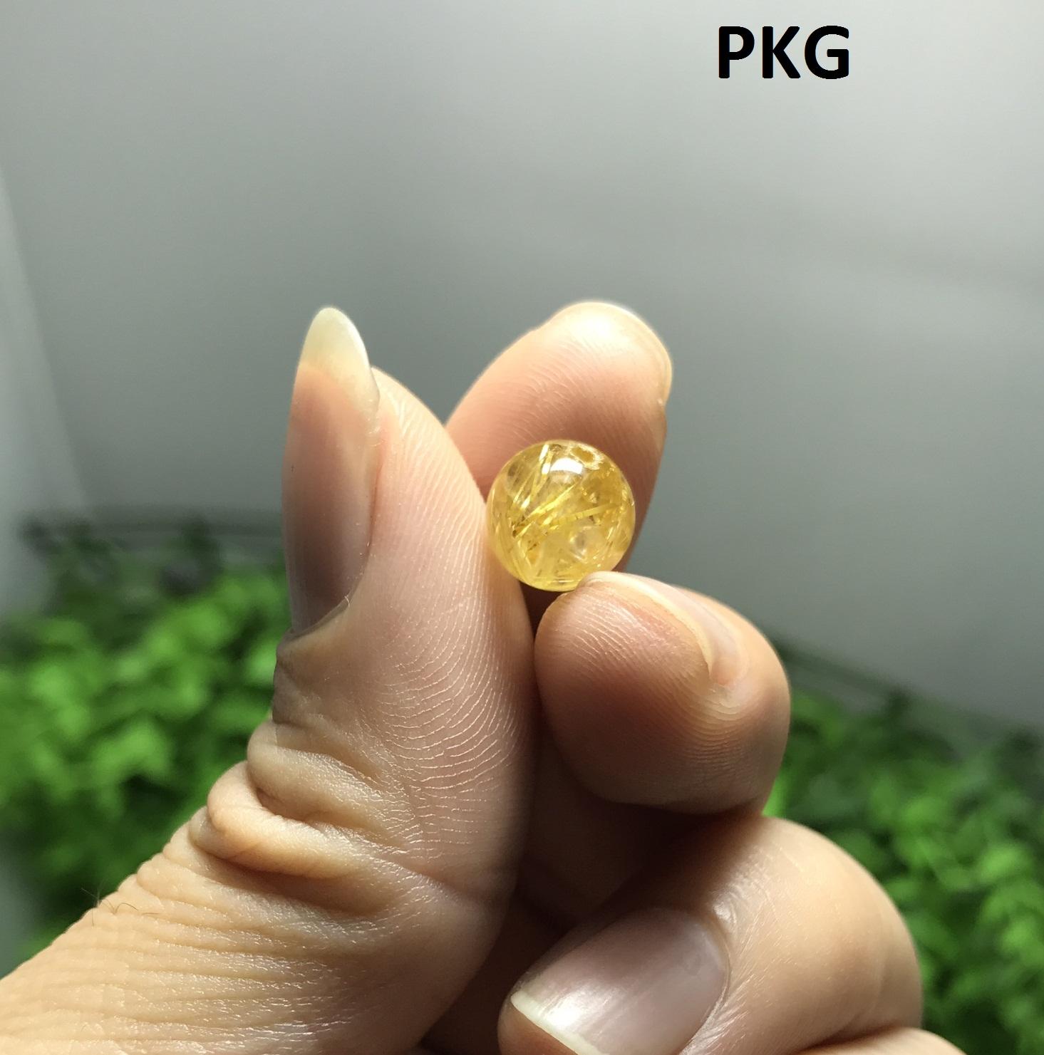 1 Hạt đá lẻ thạch anh tóc vàng tự nhiên size 8 li