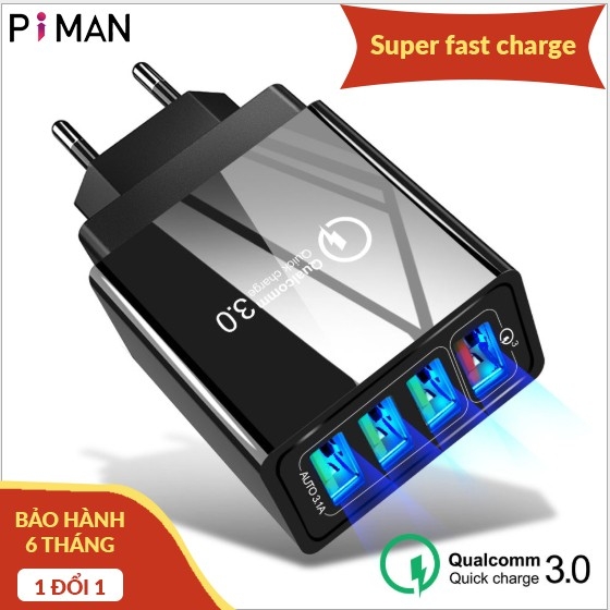 Củ sạc siêu nhanh hỗ trợ quick charge qc3.0 - 4 cổng usb