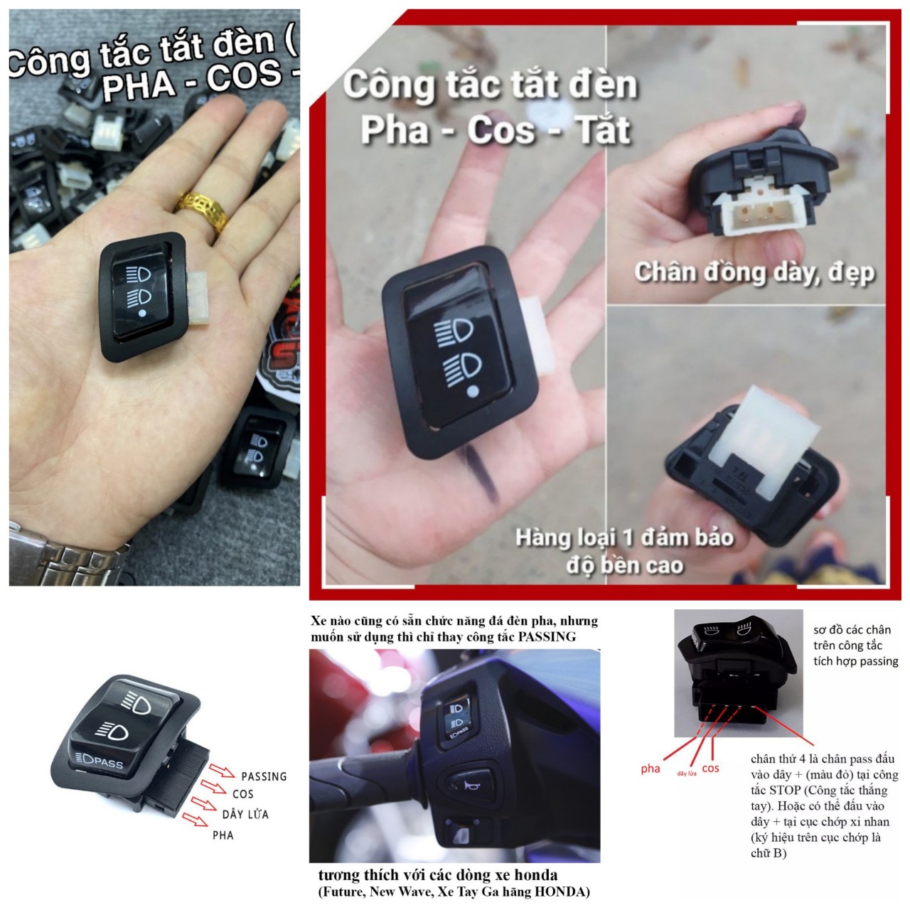 CÔNG TẮC TẮT ĐÈN PHA - COS - TẮT ĐÈN - PASSING CHO CÁC LOẠI XE ĐỜI MỚI LOẠI TỐT, CÔNG TẮC PASSING TẮT ĐÈN WAVE , VISON VÀ CÁC LOẠI XE KHÁC NHƯ ZIN, ĐỒ CHƠI XE MÁY , PHỤ KIỆN ĐỘ XE MÁY