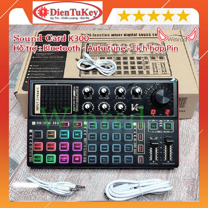 Mic thu âm livestream ISK AT100 sound card k300 bộ thu âm sound card k300 autotune bluetooth Chân kẹp Tai Nghe