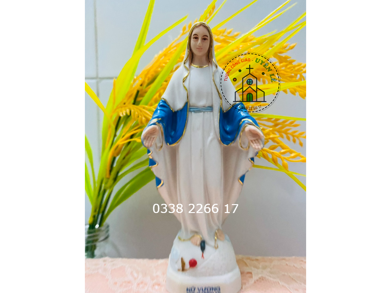 421.tượng công giáo - mẹ ban ơn gốm sứ 7cm