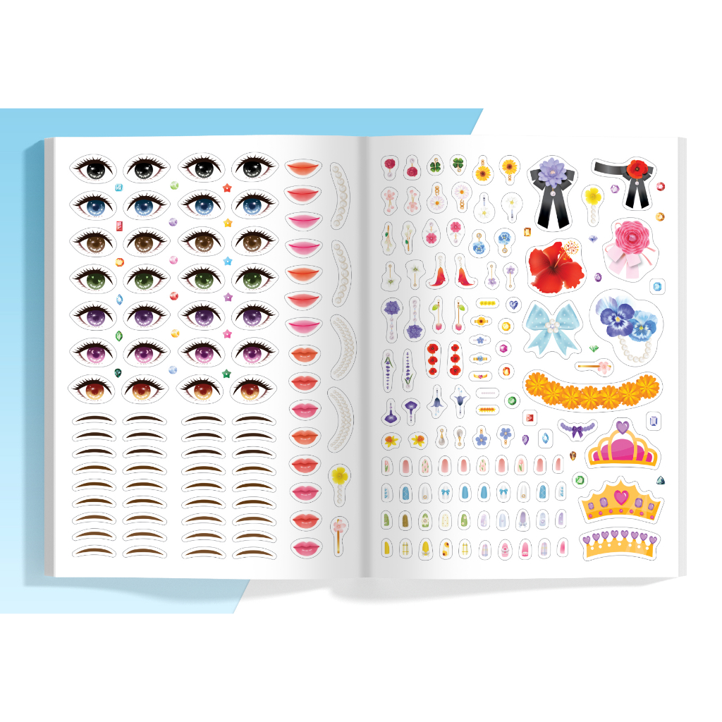 Combo Sách trang điểm công chúa (5 cuốn) (Tô màu và bóc dán hơn 500+ stickers sáng tạo) cho bé gái