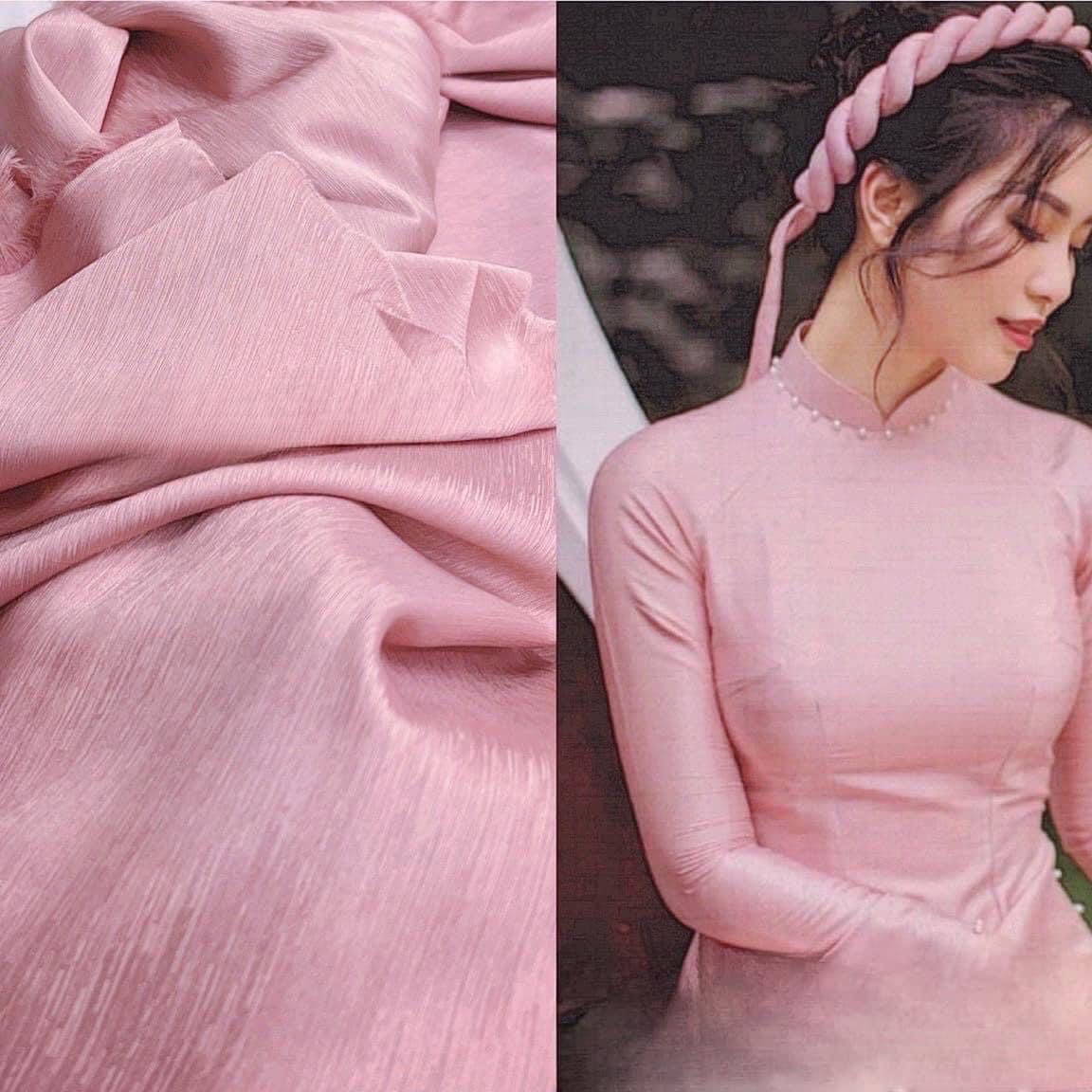 Áo dài vân gỗ truyền thống lụa mềm vải co dãn