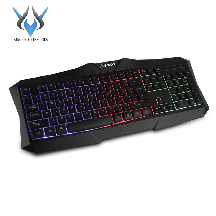 Bàn phím chuyên game led 7 màu bosston x19 phụ kiện 1986