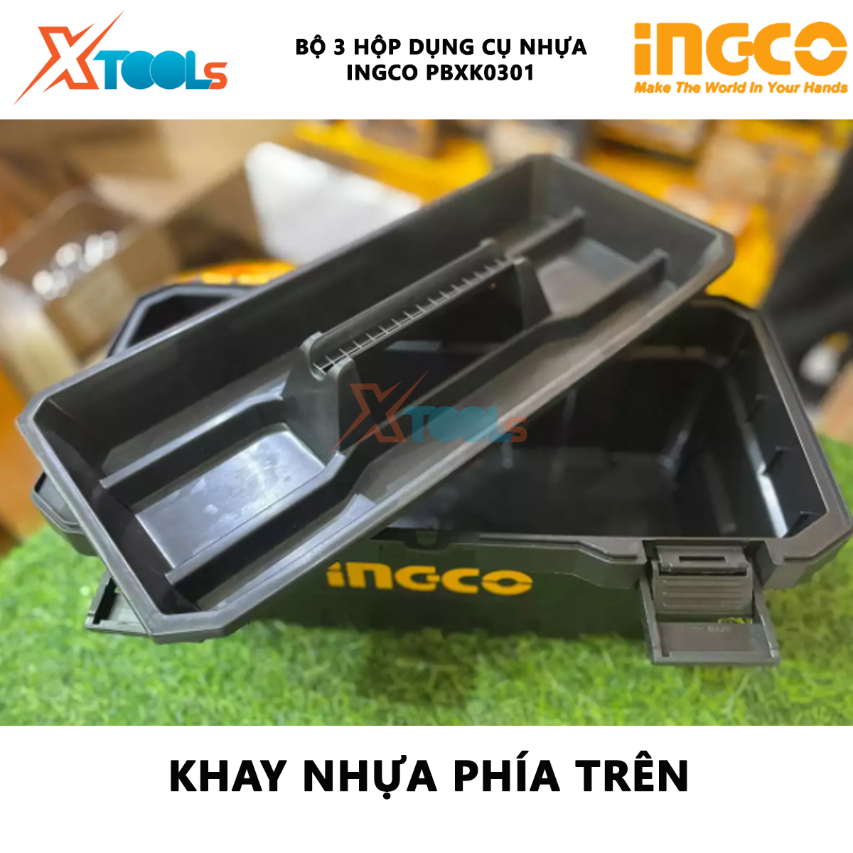 Bộ hộp đựng dụng cụ 3 cái bằng nhựa INGCO PBXK0301 | Bộ 3 thùng đựng đồ nghề hộp dụng cụ bằng nhựa 14”, 17”, 20” chất liệu polypropylene chứa các thiết bị, đồ nghề [CHÍNH HÃNG] [XTOOLs]