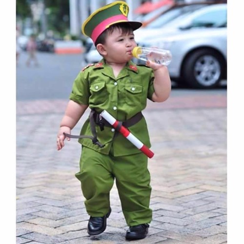 Đồ Hoá Trang Bộ Quần Áo CA Xanh Cho Bé