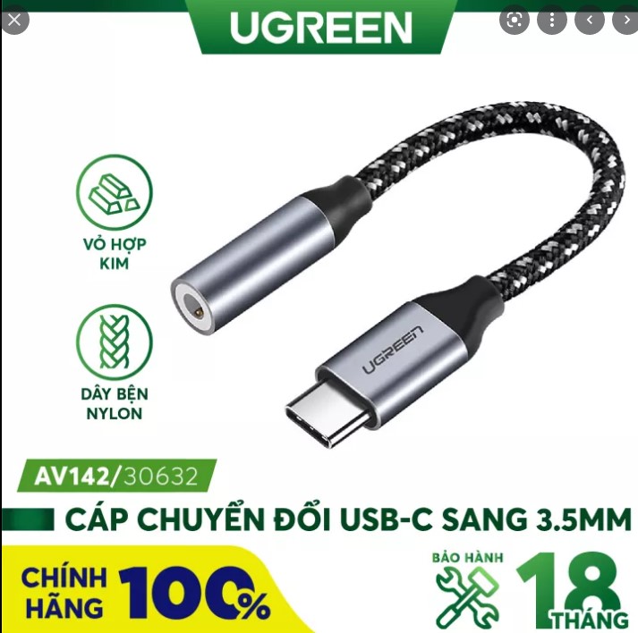 Cáp chuyển đổi USB type-C to 3.5mm  Ugreen 30632 cao cấp