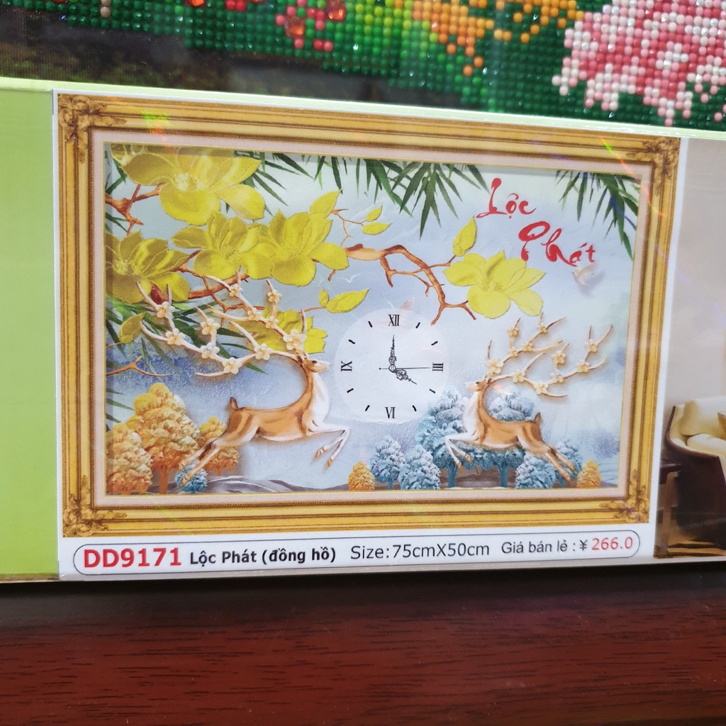 Tranh Đính Đá LỘC PHÁT (ĐÁ ABC CAO CẤP). Kích Thước: 75cm x 50cm