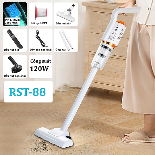 Máy hút bụi cầm tay RST-88 Công Suất 120w Lực hút 18000PA, máy hút bụi giường nệm