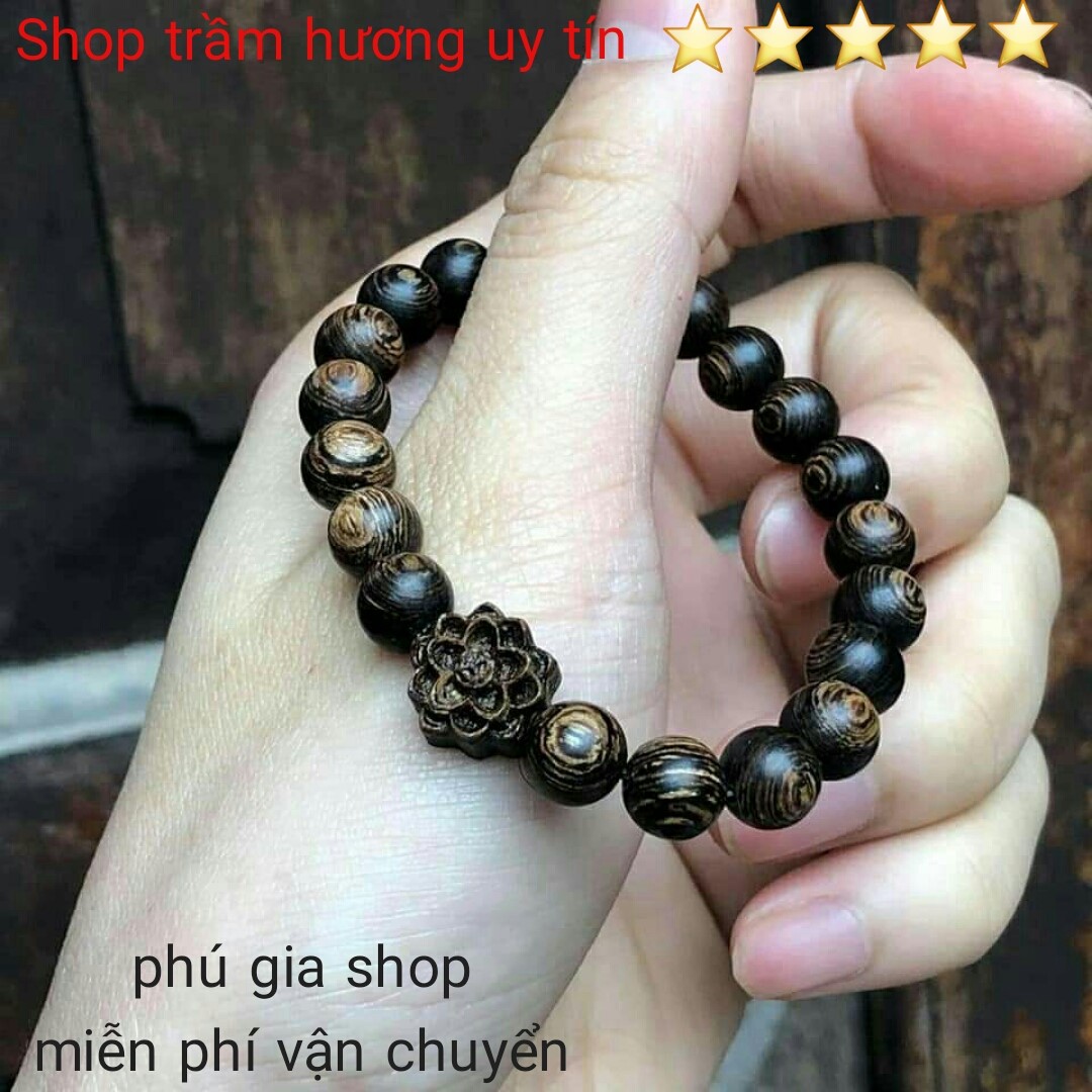 vòng tay trầm hương sánh chim mix hoa sen trầm hương tự nhiên.mùi thơm vĩnh viễn