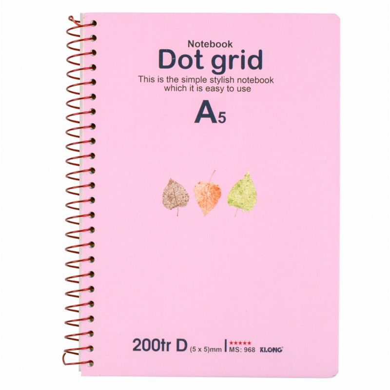 Sổ lò xo đơn ruột chấm Dot Grid A5 - 200 trang; MS 968