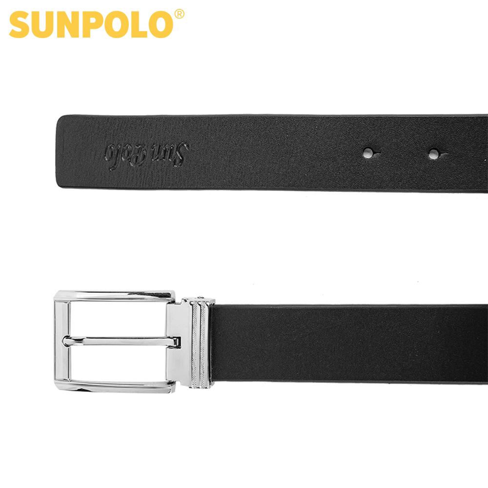 Thắt lưng nam da bò khóa kim đơn giản SunPoLo BS02DN (Đen, Nâu)