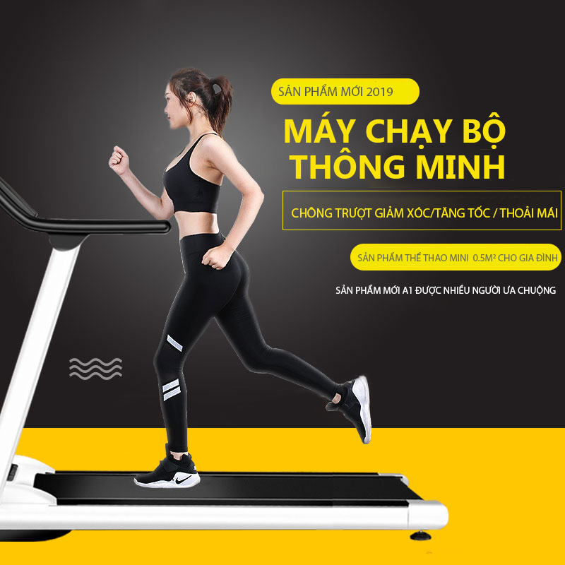 Máy tập chạy bộ điện trong nhà SAIB A1 S1 Băng chạy rộng đến 56cm với hệ chống rung ưu việt ĐỘNG CƠ ĐIỆN có thể gấp gọn lại-phiên bản cải tiến mới nhất -tuệ hân shoop