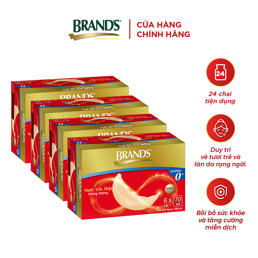 [Giao hàng 2h] Combo 4 Nước yến thật BRAND'S Không Đường (70 ml x 24 lọ)