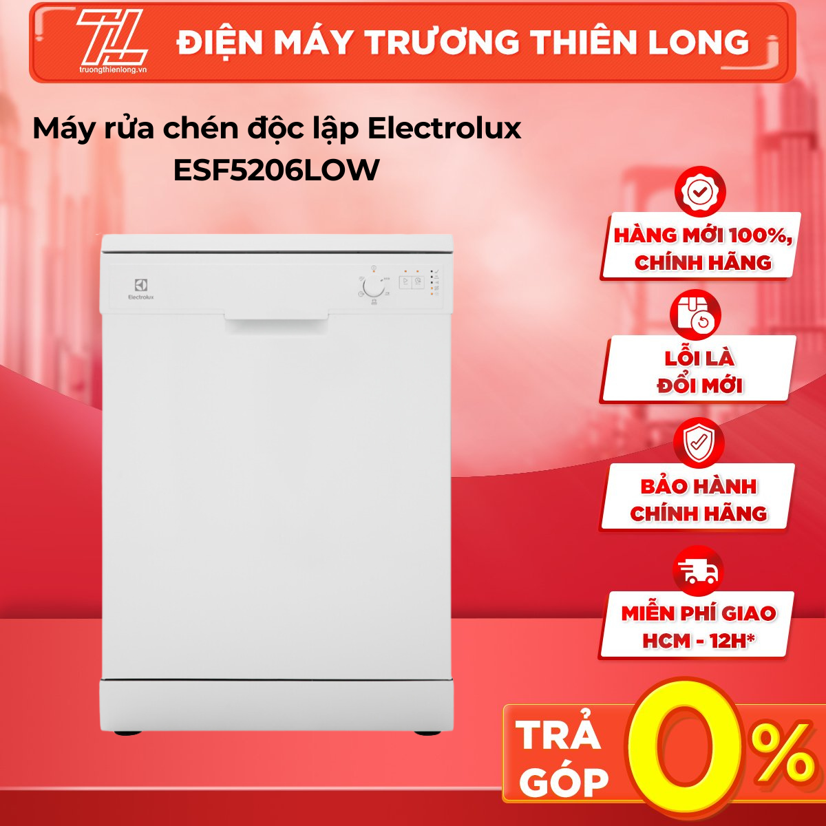 Máy rửa chén electrolux esf5206low 1950w - trả góp 0% - giao toàn quốc - ngoài hcm tính phí