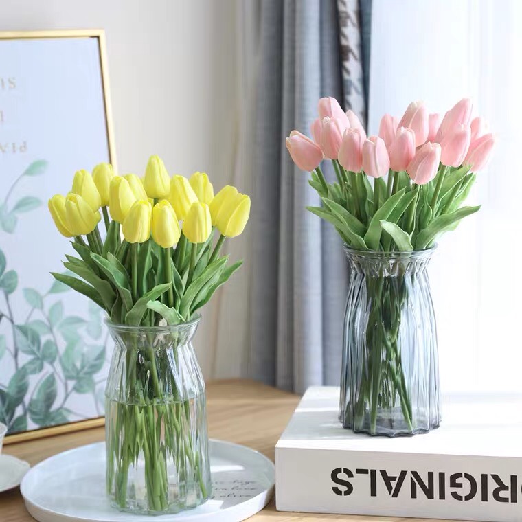 Hoa tulip giả De'cor 90, giống thật 99% hoa lụa decor cao cấp