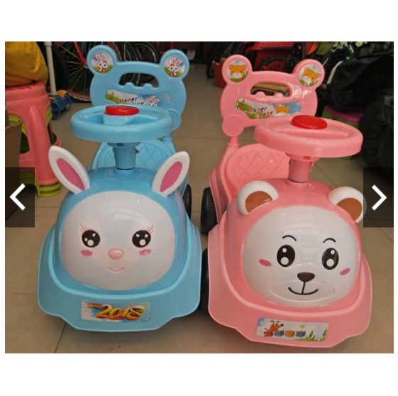 Xe bơi lắc chòi chân cho bé hình thỏ + nhạc còi + tựa lưng + thùng đồ