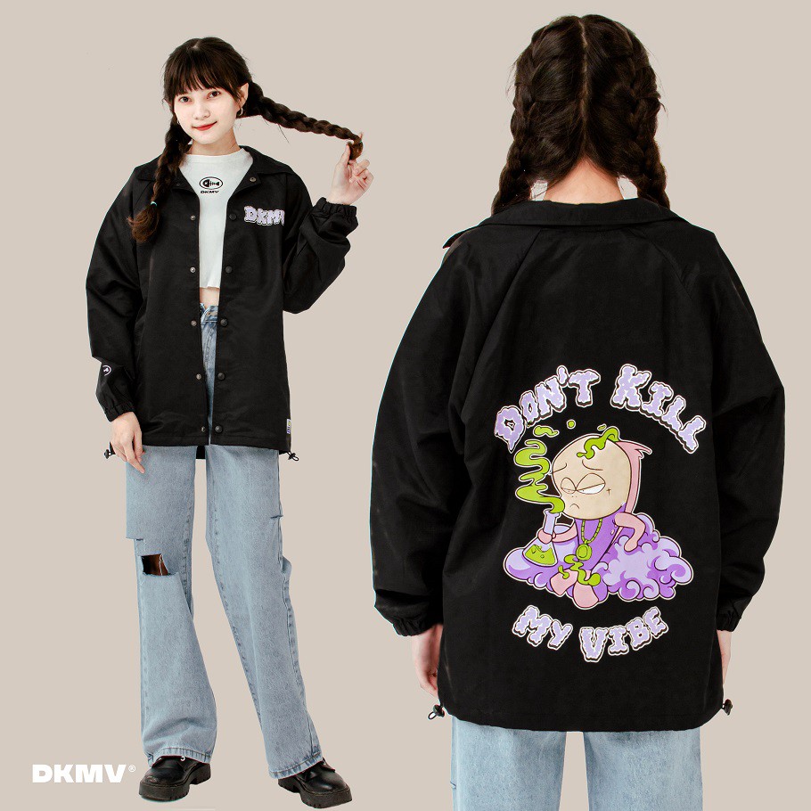 Áo khoác dù nữ hai lớp màu đen DKMV Jacket Chill | K06-AK2